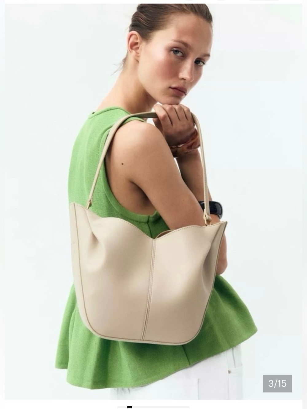 NWT Zara Chartreuse Green Sleeveless Knit Button Front Peplum Top Size S - Picture 16 of 16